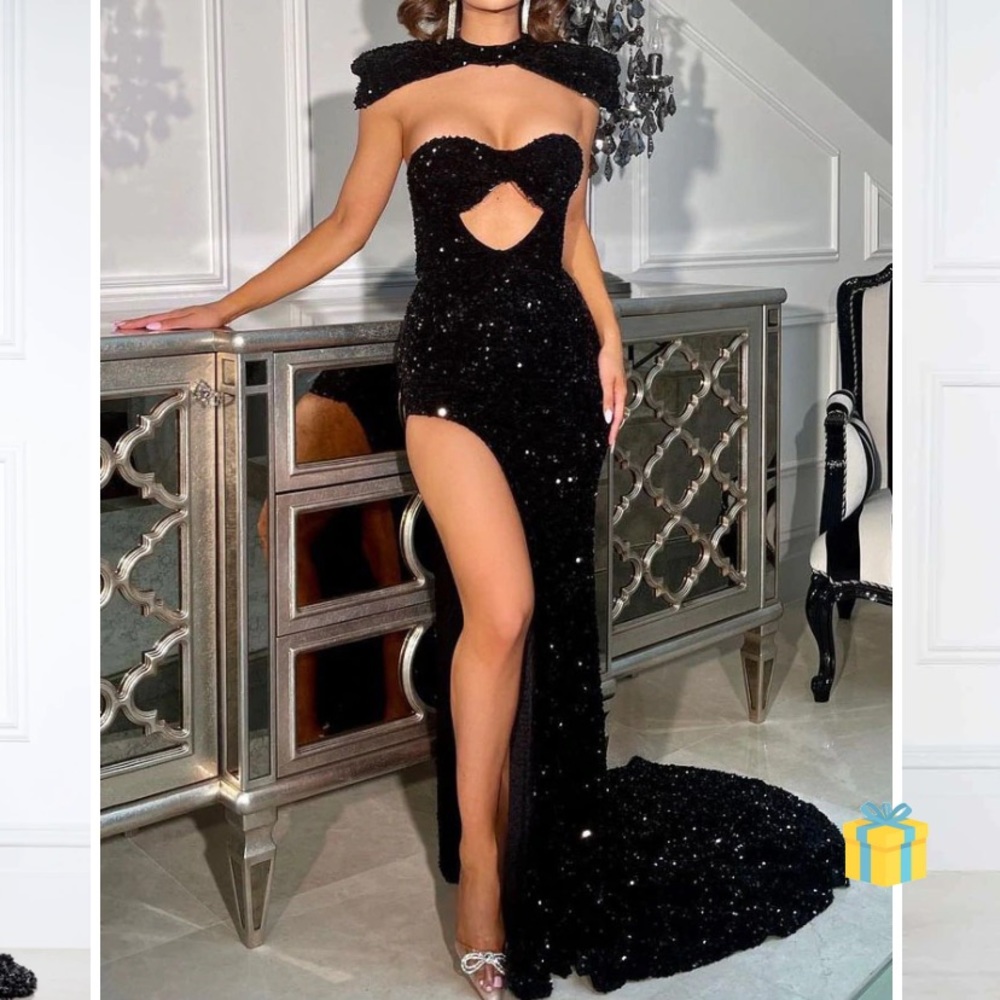 Black sequin prom dress! *I HAD TO CROP TO SEE FULL LENGTH OF DRESS*